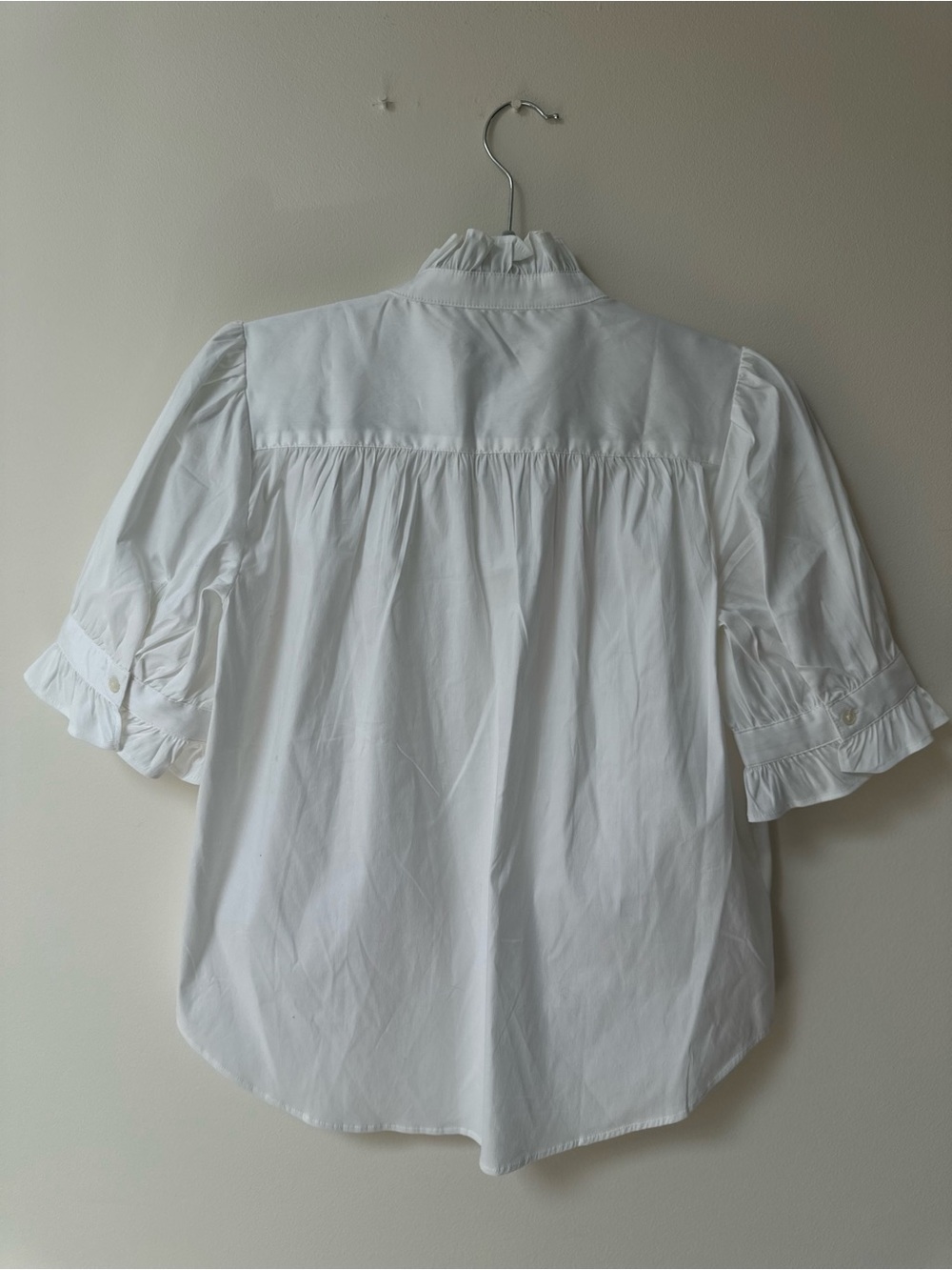 Ann Taylor Women's White Ruffle Collar Button-Down Blouse size XS petite - Picture 5 of 5